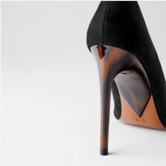 Zara Shoes - Zara I Black Suede Tortoise Shell Heel 7.5